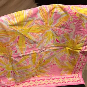 Lilly Pulitzer Vibrant Pink and Yellow Scarf be the sunshine 19in x 19in